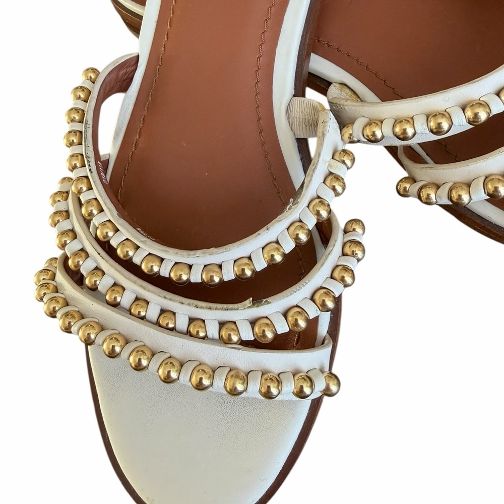 Coach White and gold strappy slide in studded Sandals - Picture 4 of 5